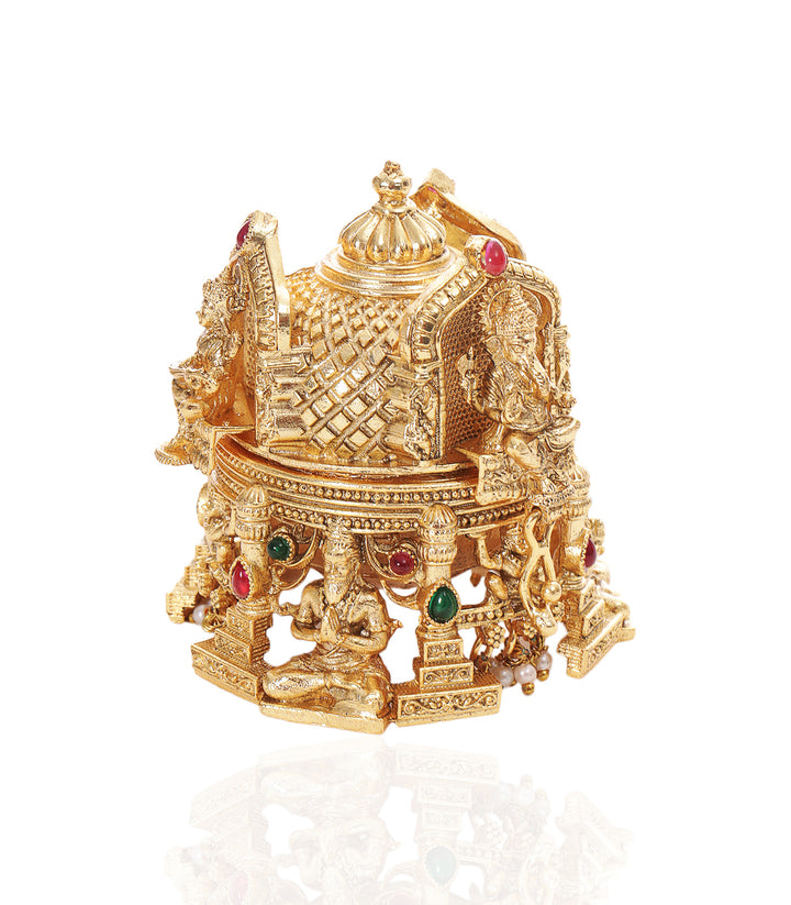VIGNESHWARA RED & GREEN GOLD PLATED ORNATE BOX
