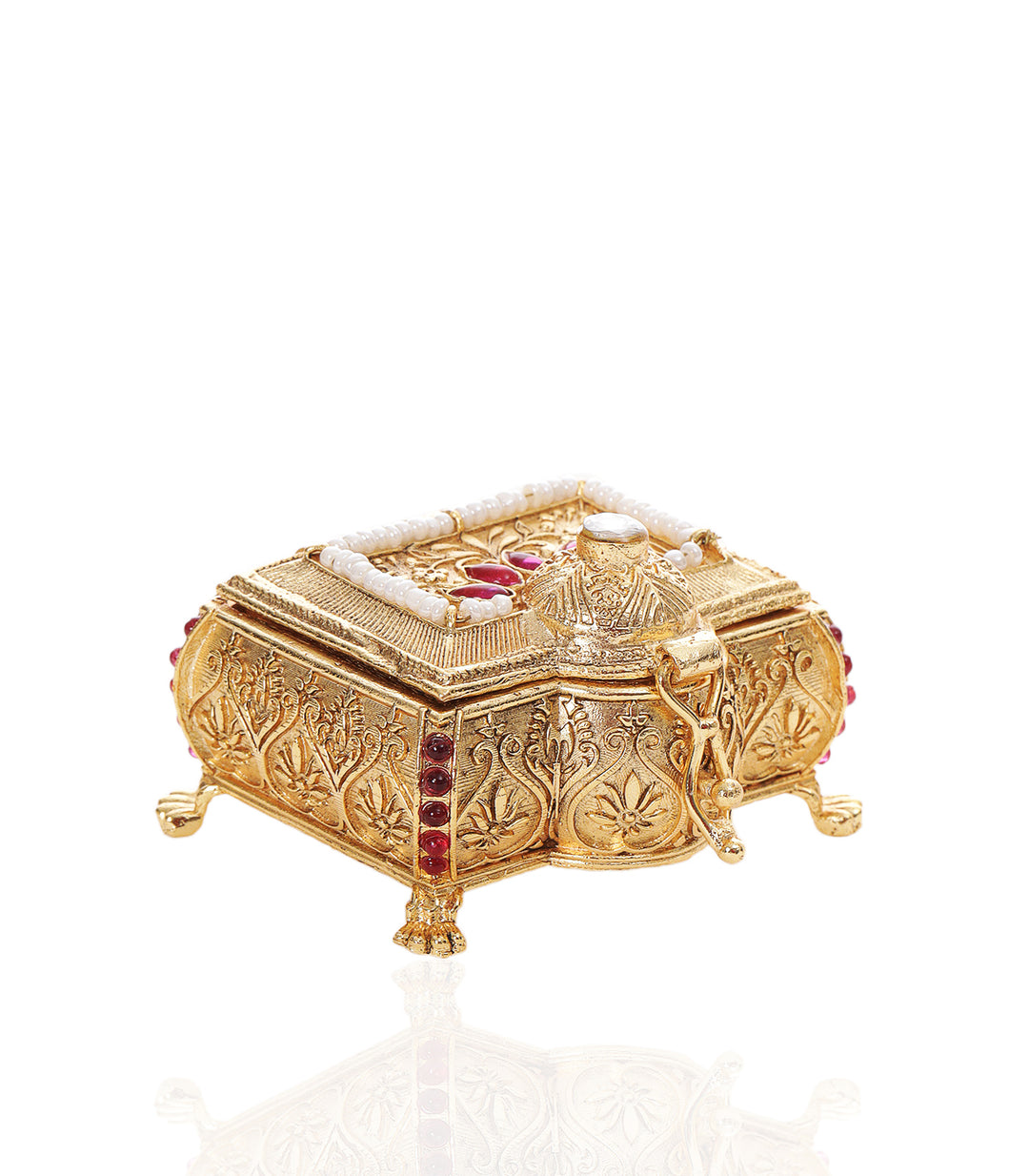 AMBIKA RUBY GOLD PLATED ORNATE BOX