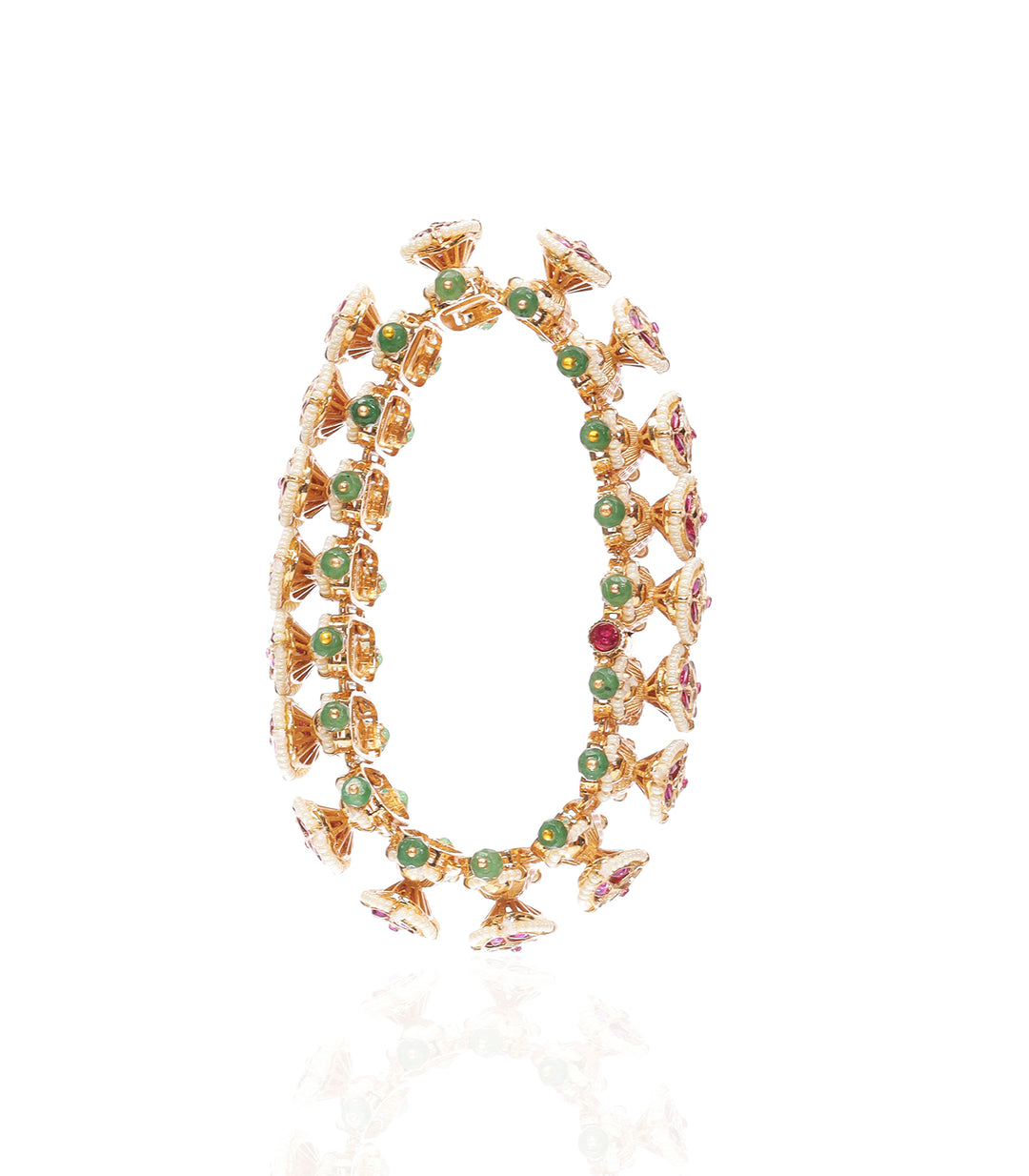 MIHIRA RED & GREEN KUNDAN BANGLE