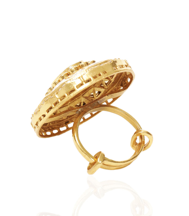 NIMA GOLD PLATED POLKI RING