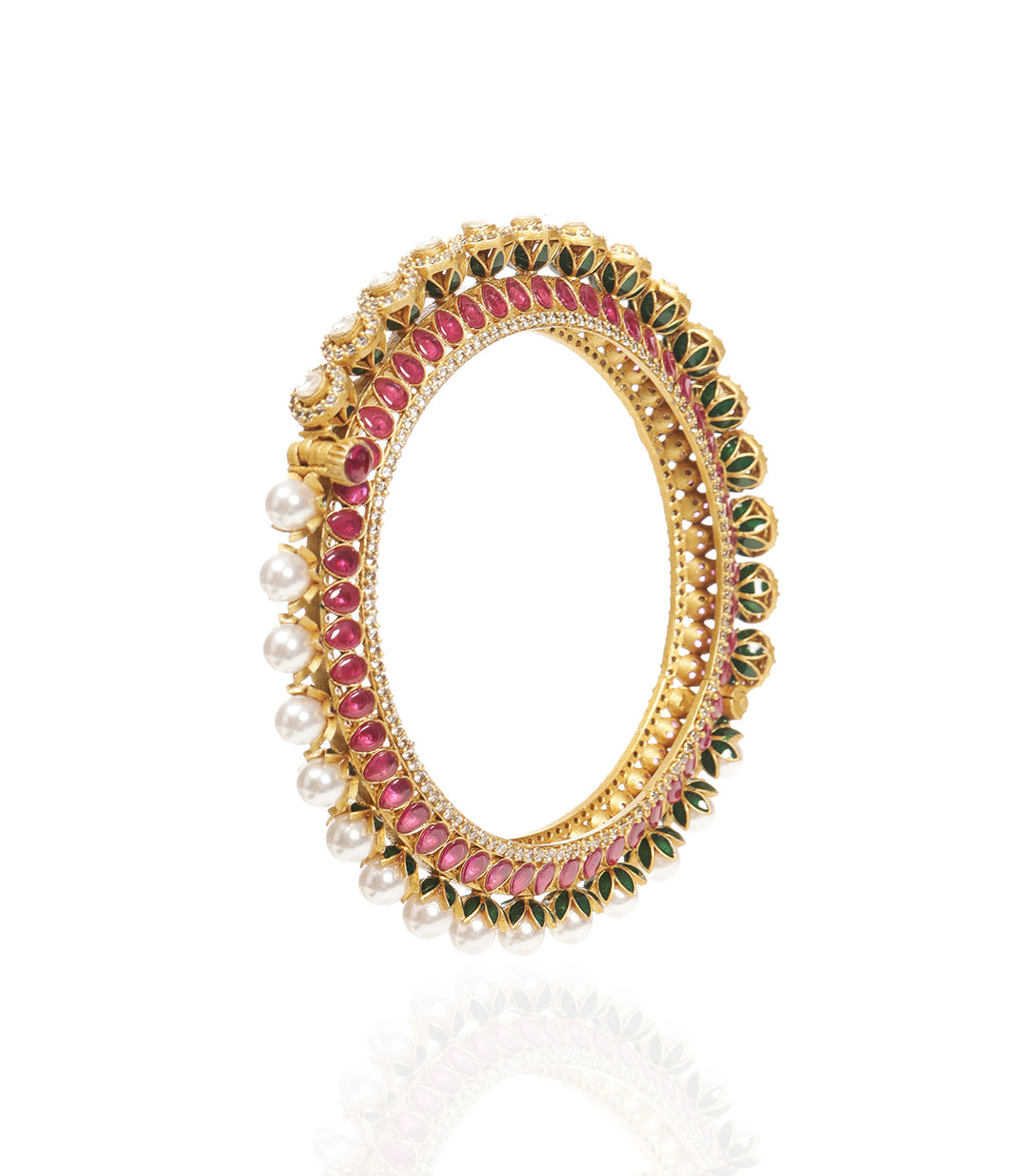 NANDHINI RED & GREEN KUNDAN BANGLES