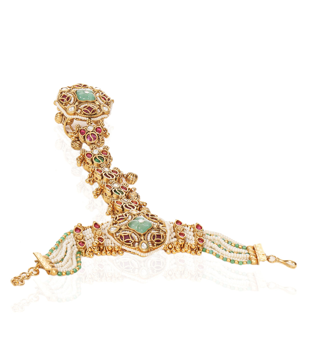 GOURI RED & GREEN KUNDAN HATHPHOOL