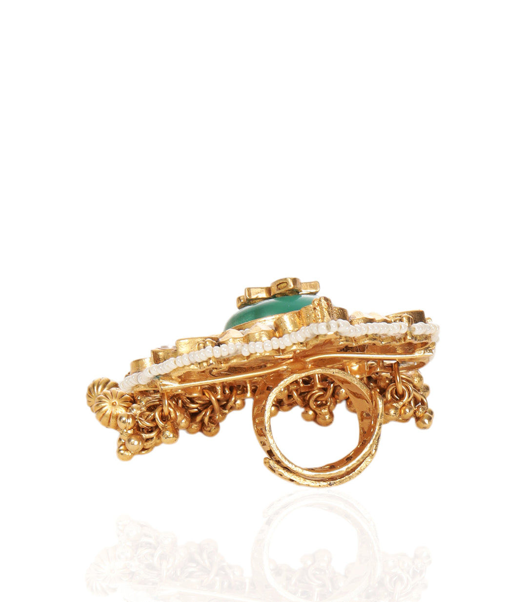SONIA RED & GREEN  KUNDAN RING
