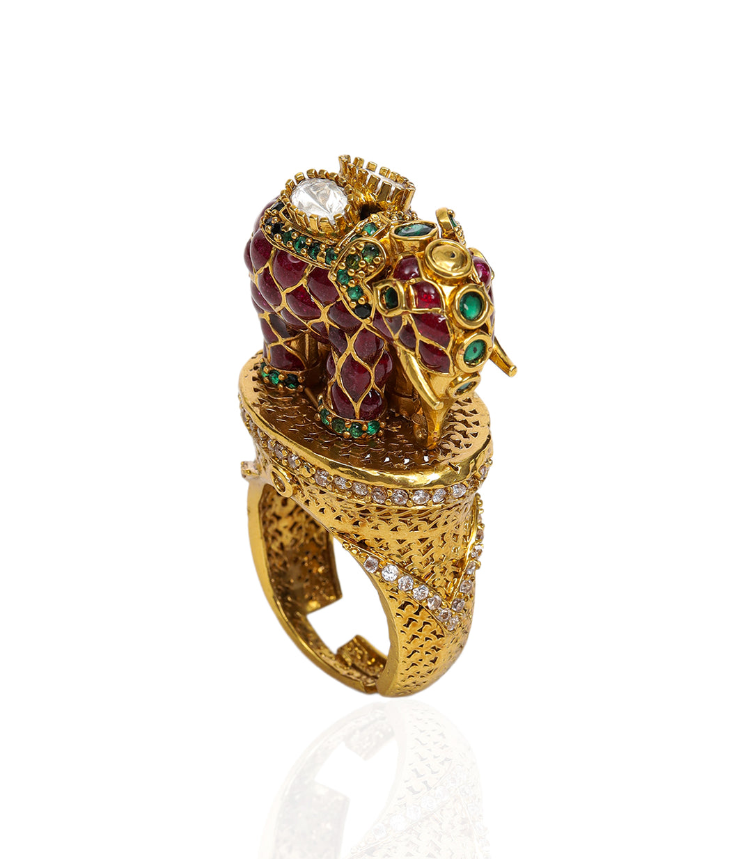 AIRAVAT RED KUNDAN RING