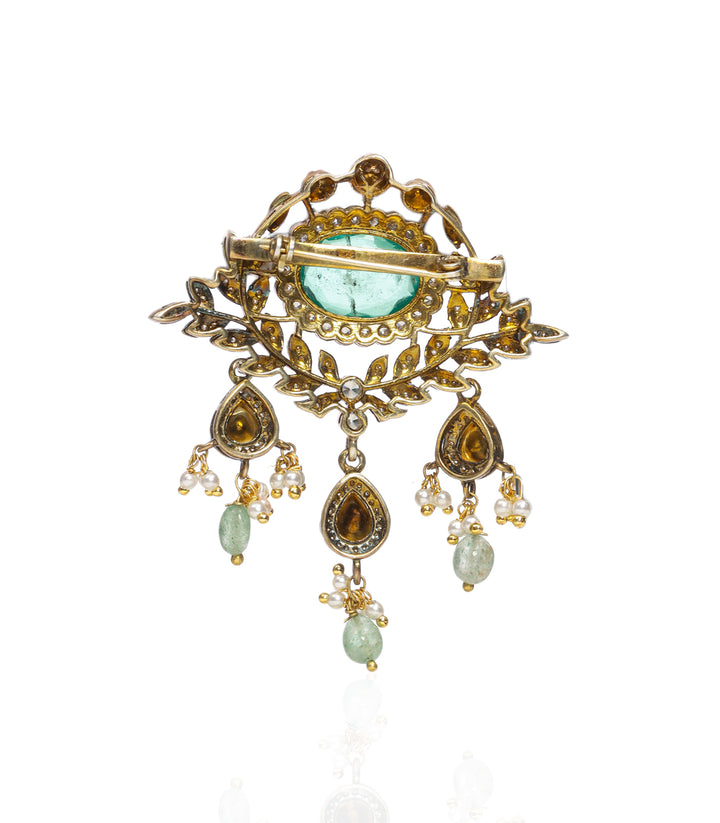MEHER GREEN MOISSANITE BROOCH