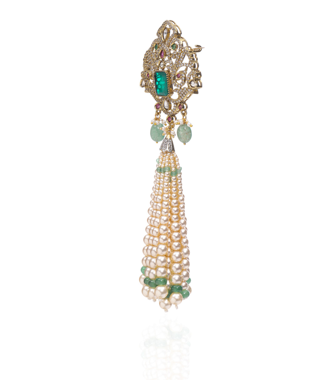 GOURI GREEN POLKI BROOCH