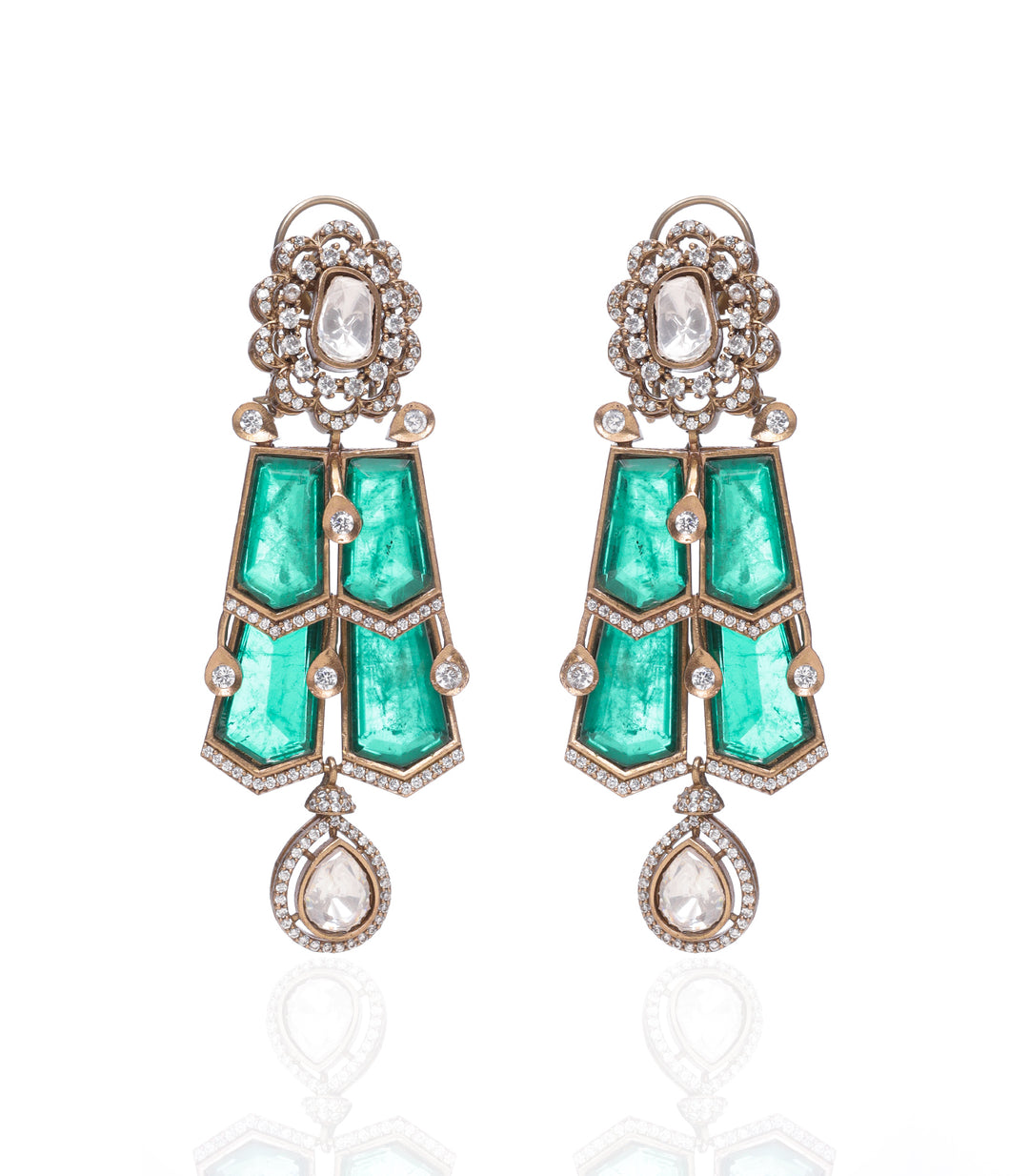 NISHA GREEN POLKI NECKLACE SET