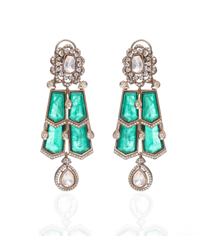 NISHA GREEN POLKI NECKLACE SET