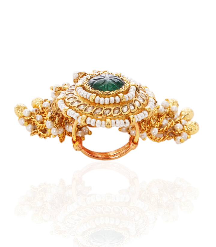 DEEPALI GREEN KUNDAN RING