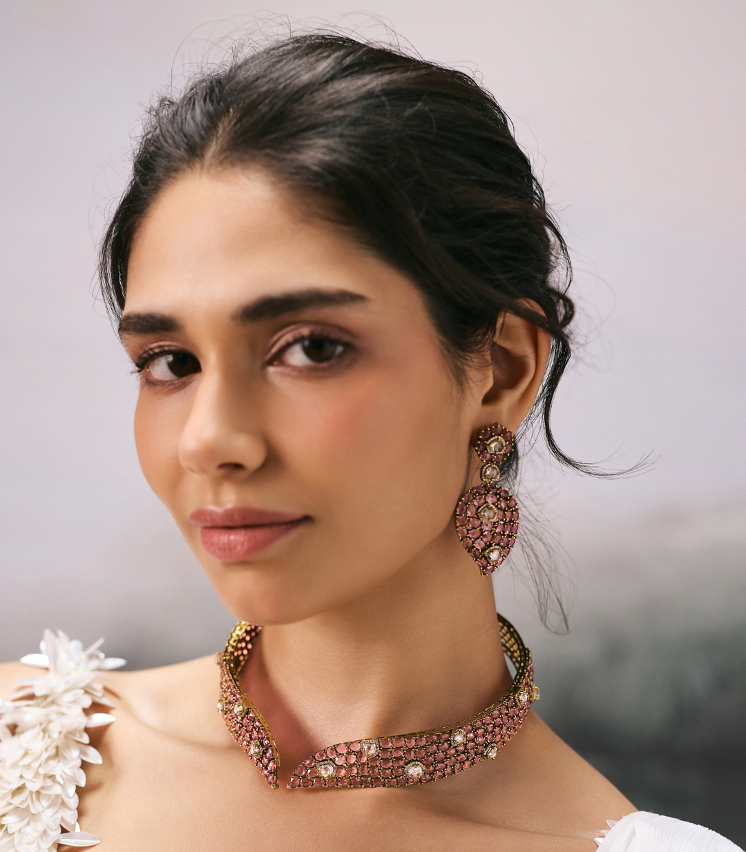 MISHKA PINK ZIRCON NECKLACE SET