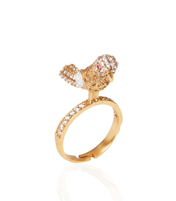 CHHAVI GOLD PLATED  MOISSANITE RING