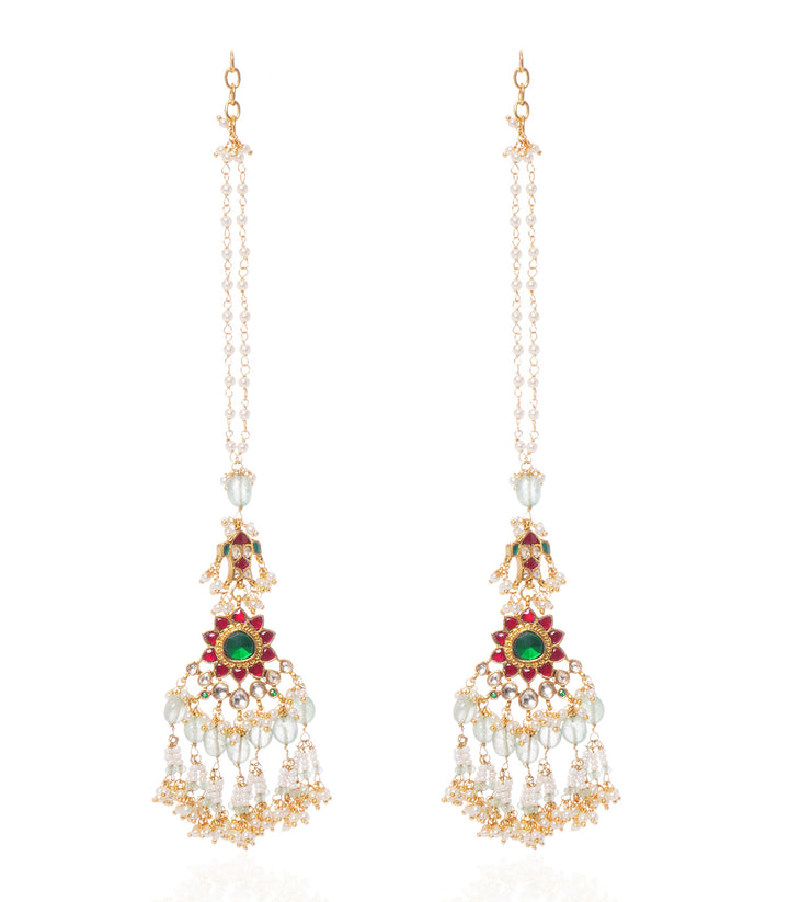 JANAKI RED & GREEN  KUNDAN NECKLACE SET