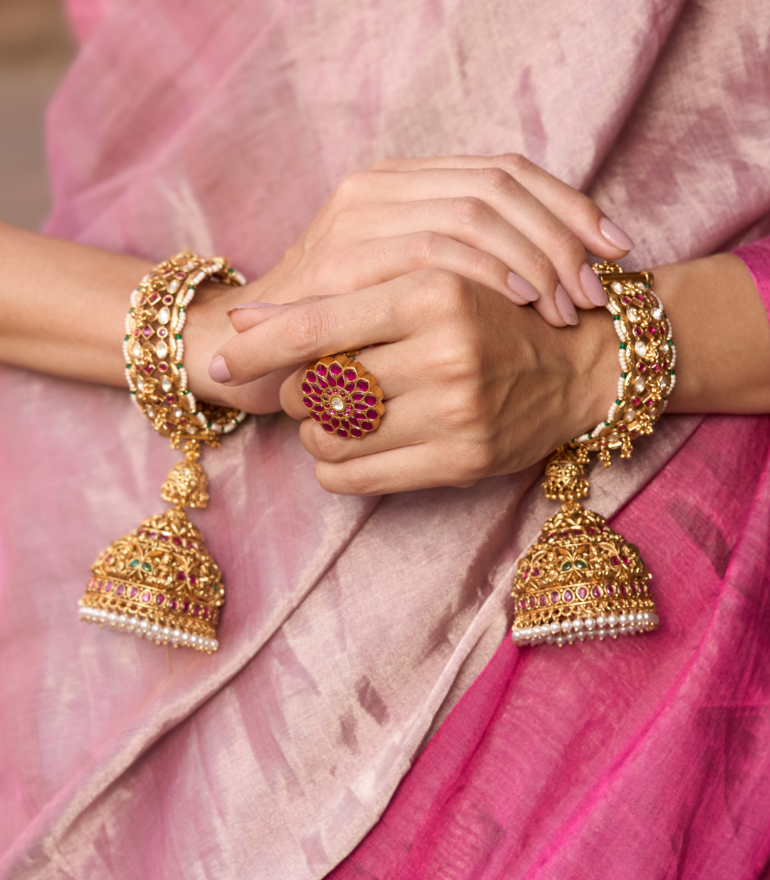 BHUMI RED KUNDAN RING