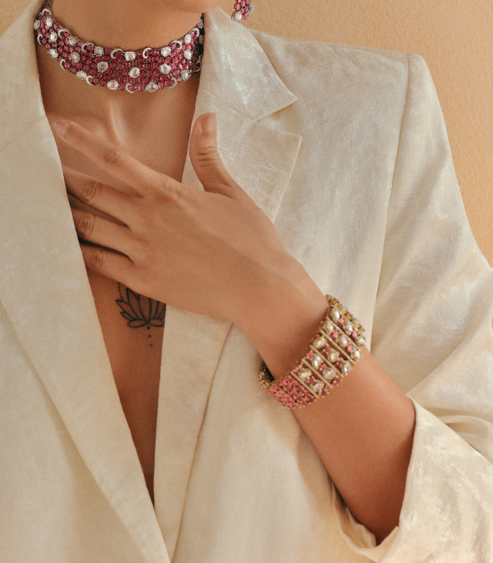 MENKA PINK ROSE CUT BRACELET