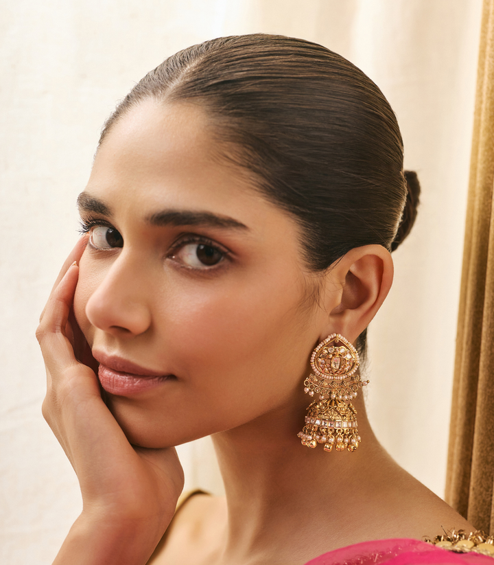 MEHER GOLD PLATED POLKI JHUMKA