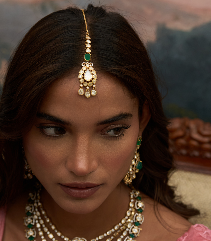 RITIKA GREEN POLKI TIKKA