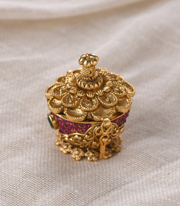 RED & GREEN GOLD PLATED SINDOOR BOX