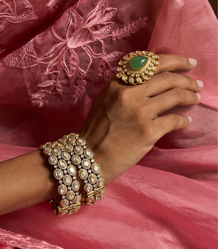 TAANUSIYA ANTIQUE FINISH POLKI BANGLES