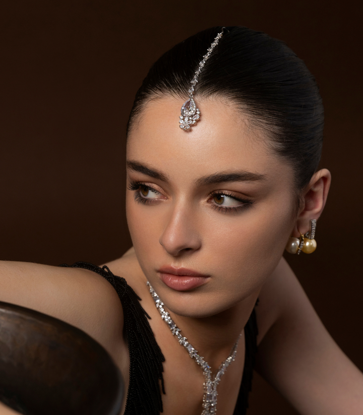 SYLVIE SILVER FINISH ZIRCON TIKA