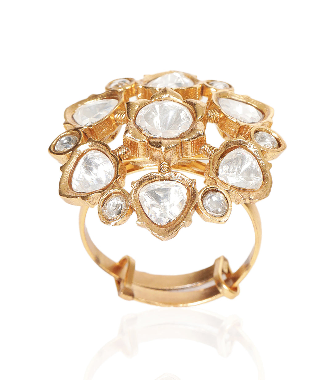 ANVI GOLD PLATED POLKI RING