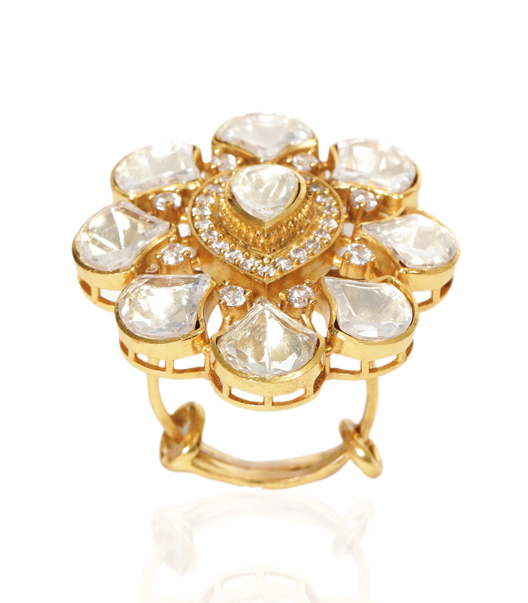 JIVIKA GOLD PLATED POLKI RING