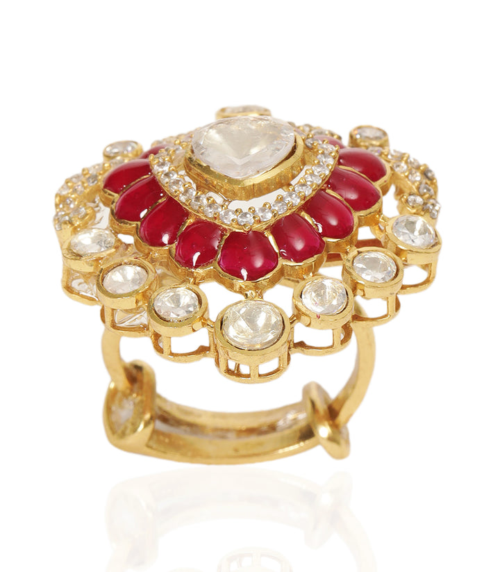 IRA RED GOLD PLATED MOISSANITE RING