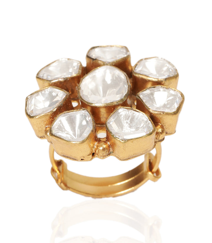 ELENA GOLD PLATED POLKI RING