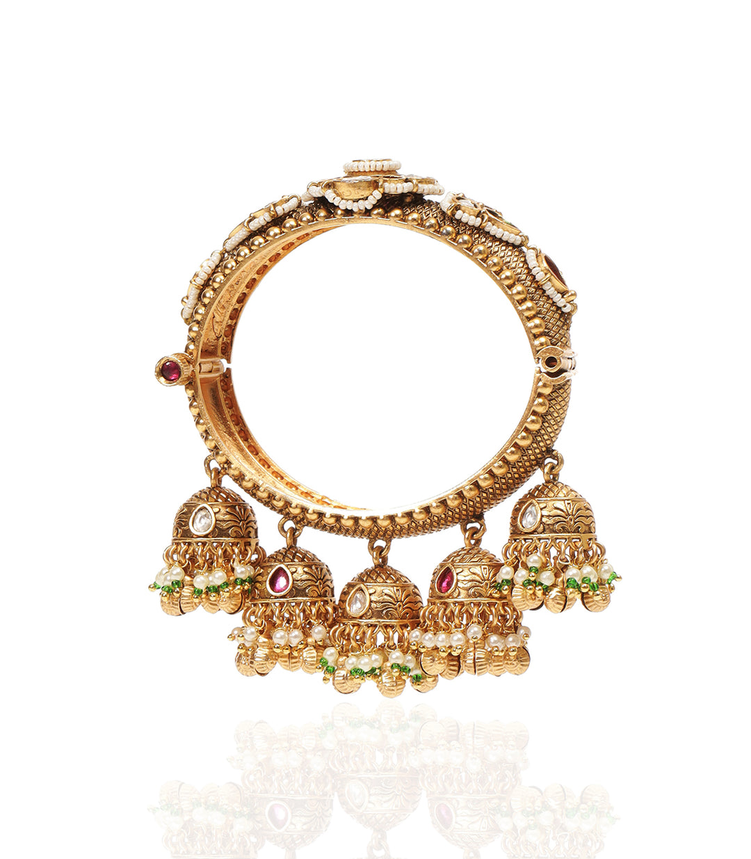 NAVYA RED & GREEN KUNDAN BANGLES