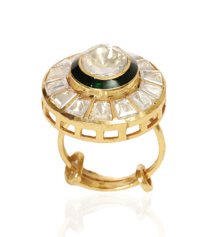 AMIA GREEN POLKI RING