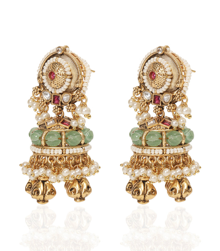LAKSHITA RED & GREN KUNDAN NECKLACE SET