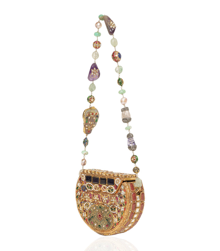 MIRA RED & GREEN KUNDAN HAND BAG