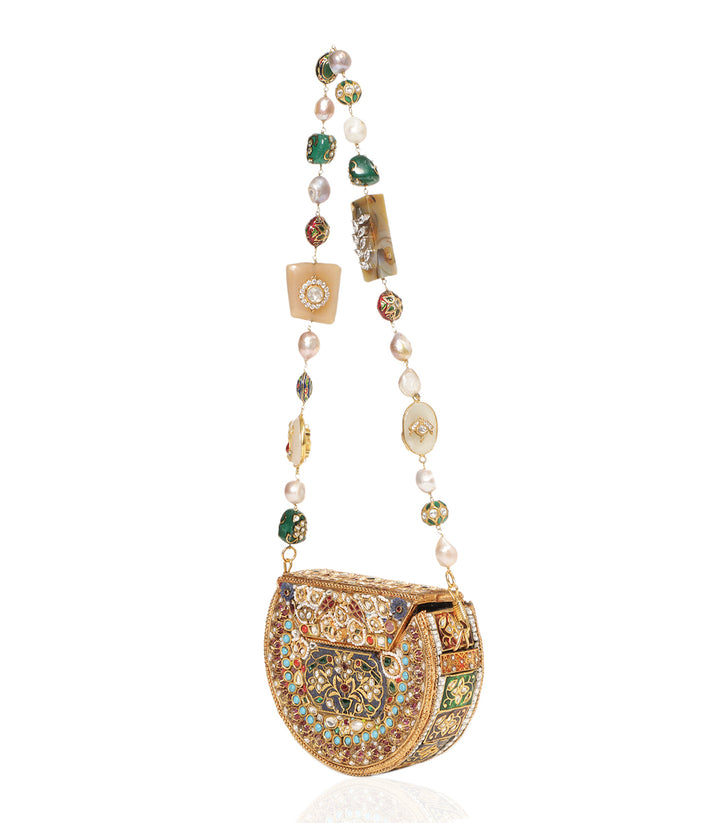 NITARA RED & GREEN KUNDAN HAND BAG