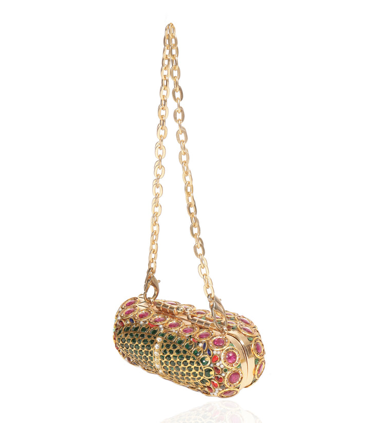RANI RED & GREEN KUNDAN HAND BAG