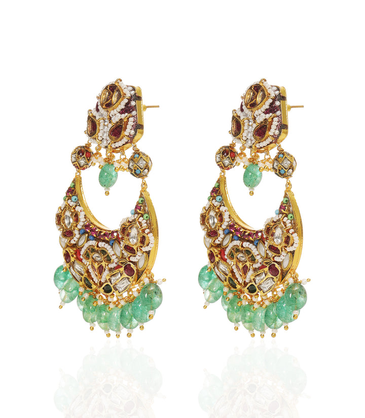 MIHIRA RED & GREEN KUNDAN NECKLACE SET