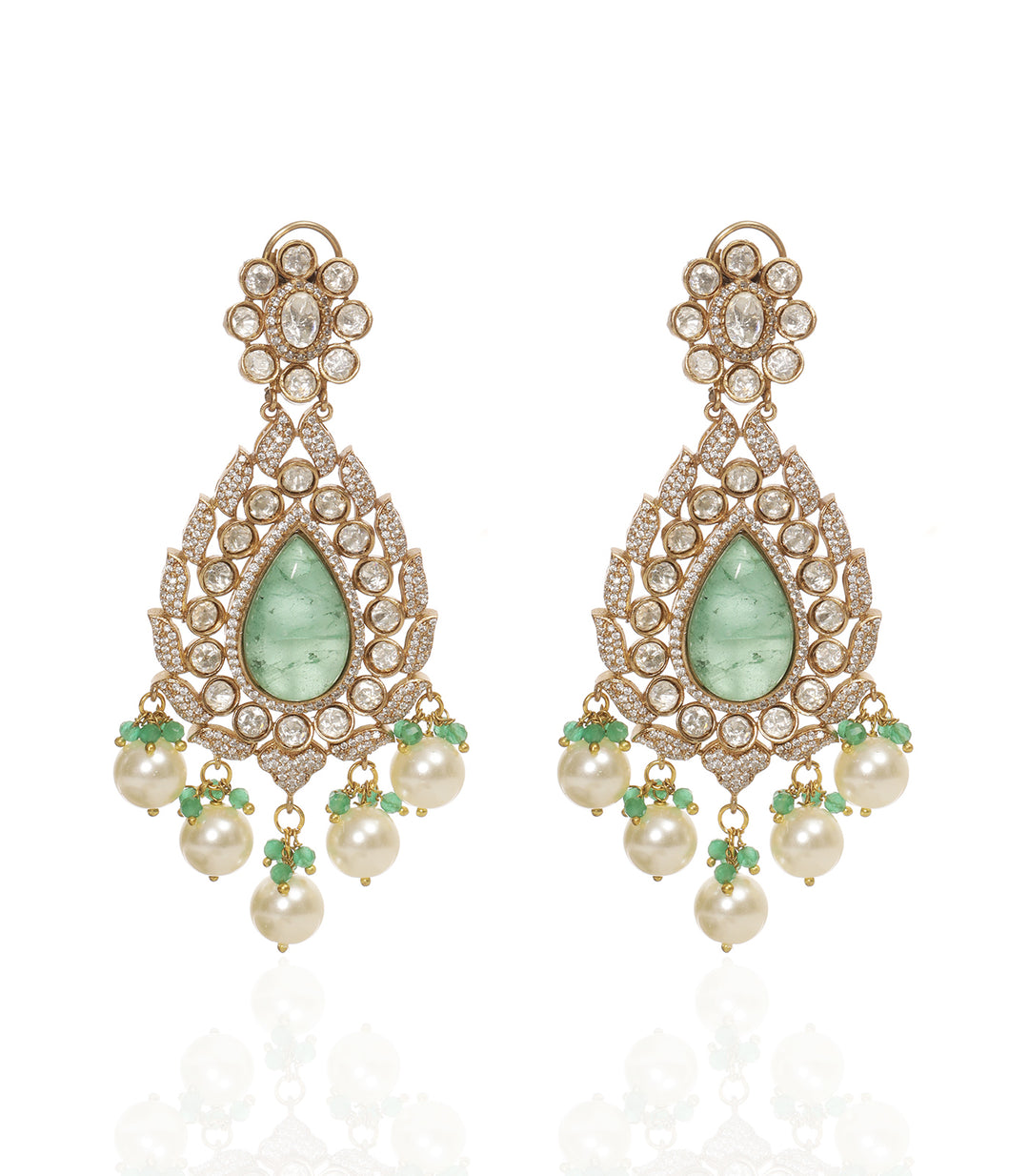 TRISHA RED & MINT POLKI NECKLACE SET