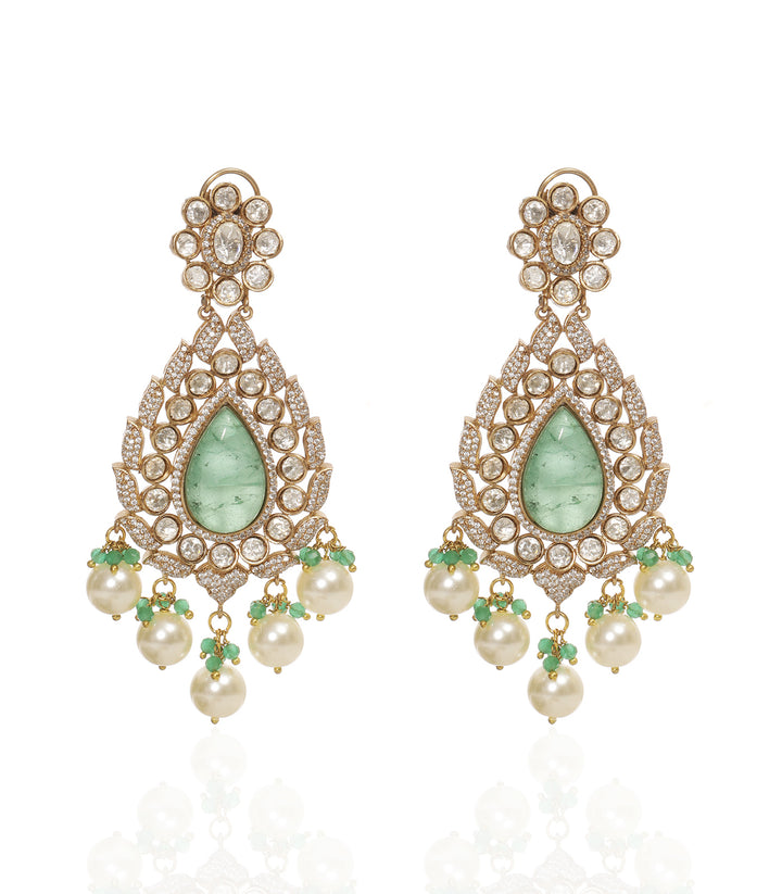 TRISHA RED & MINT POLKI NECKLACE SET