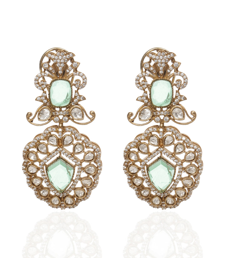 YASHIKA MINT POLKI NECKLACE SET