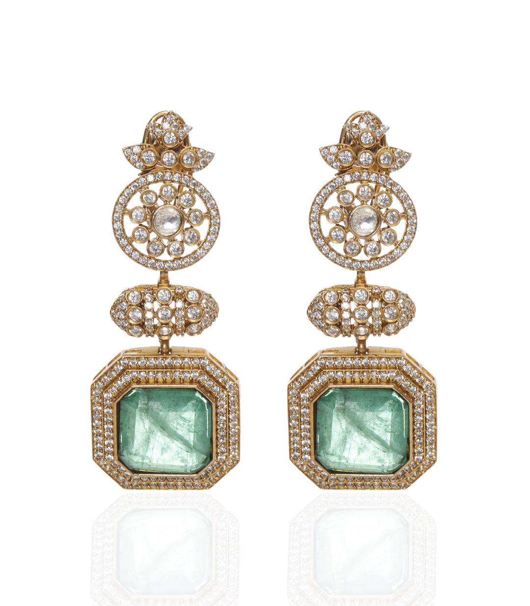 RIDVI MINT POLKI NECKLACE SET