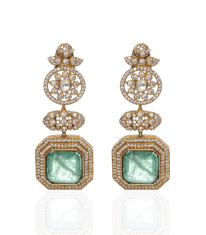 RIDVI MINT POLKI NECKLACE SET