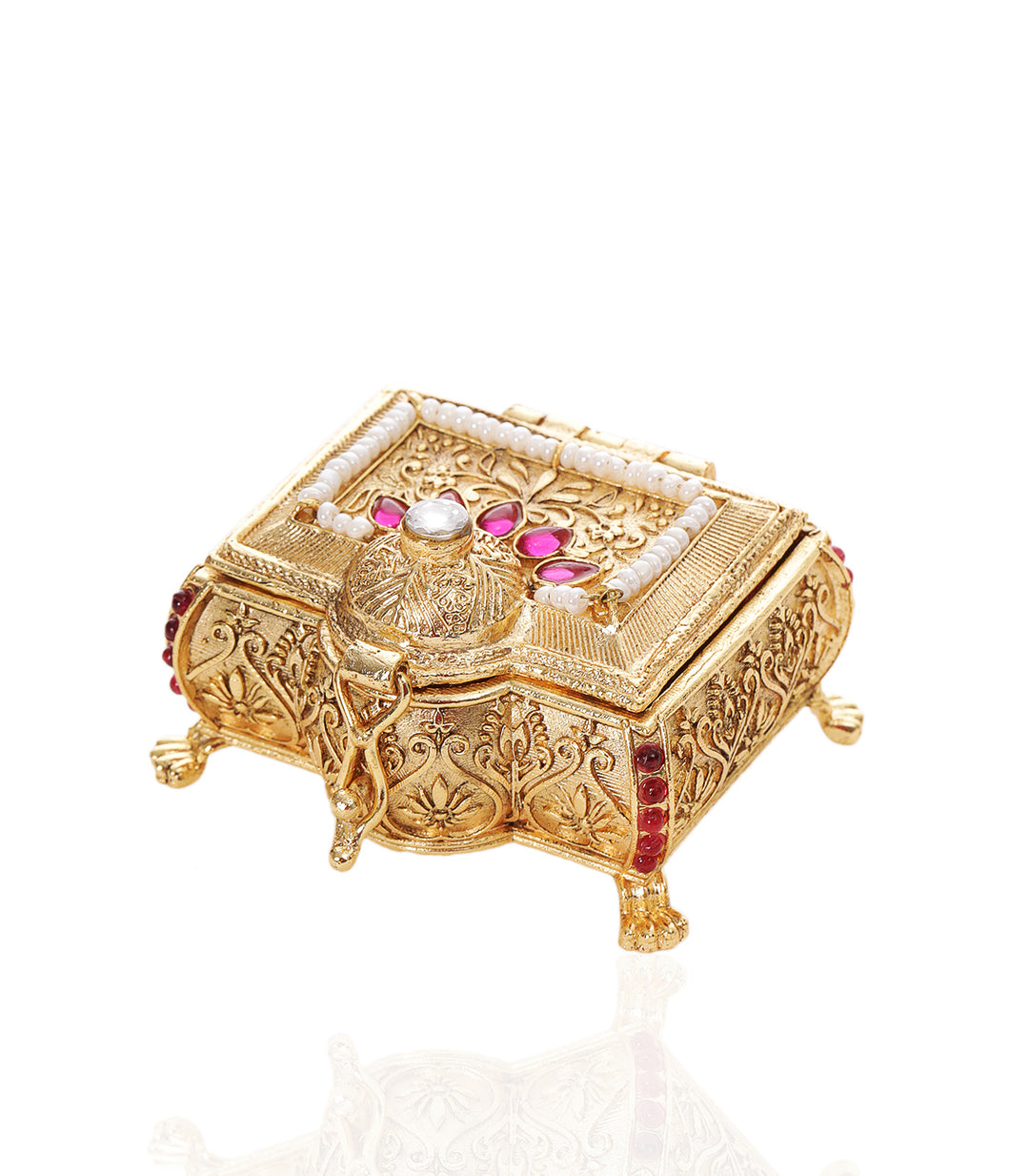 AMBIKA RUBY GOLD PLATED ORNATE BOX