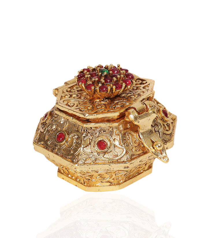 GOLD PLATED RED & GREEN KALASH ORNATE BOX