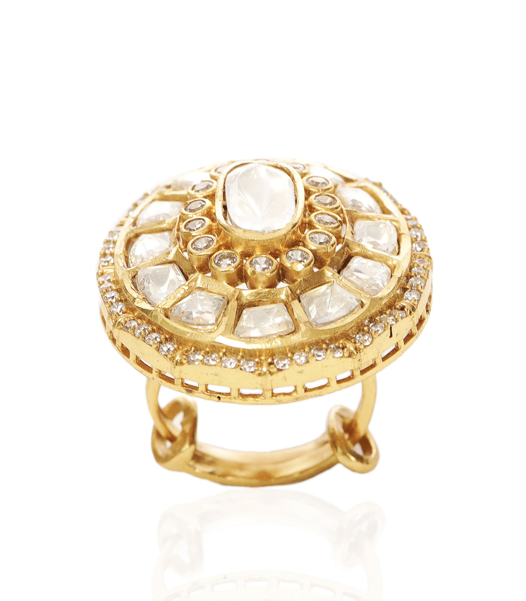 NIMA GOLD PLATED POLKI RING