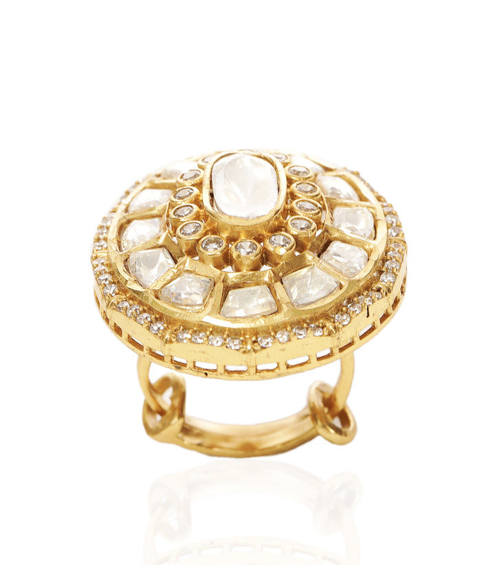 NIMA GOLD PLATED POLKI RING