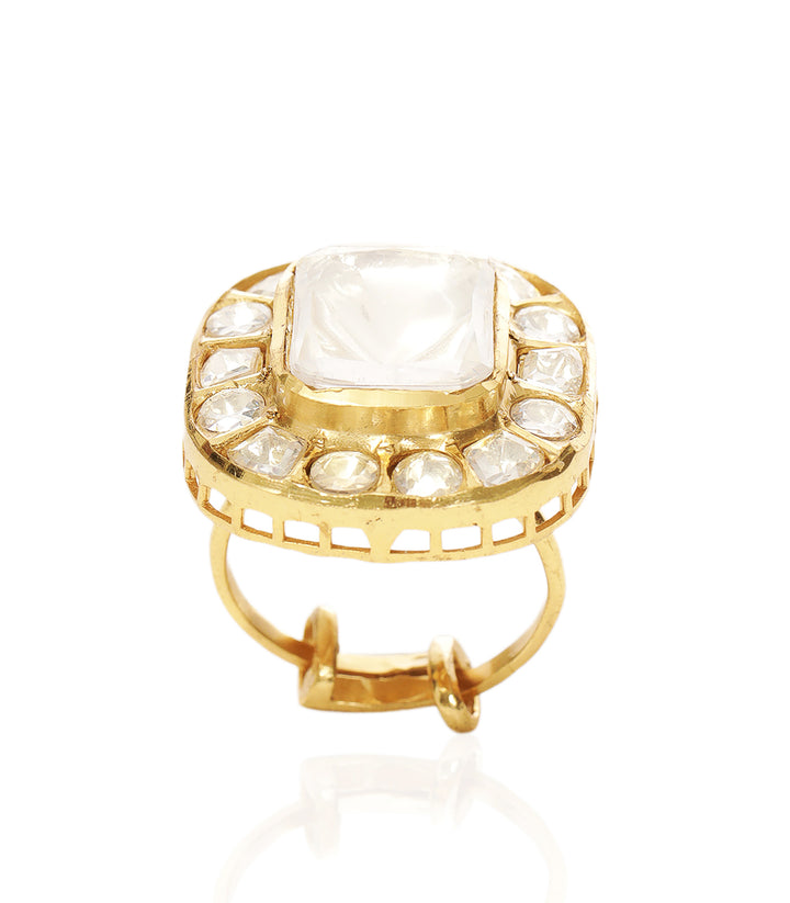 BHUMI GOLD PLATED POLKI RING