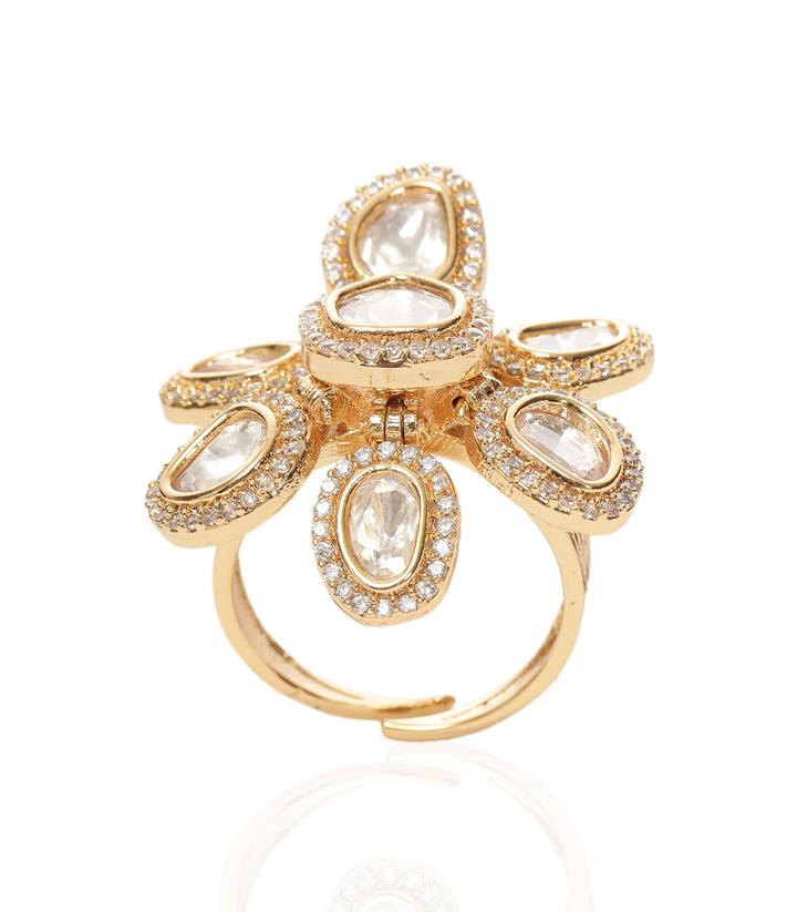 AMBIKA GOLD PLATED POLKI RING