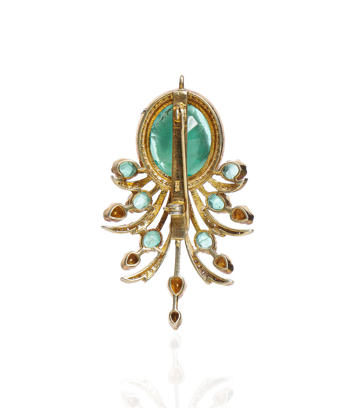 AAKRITI GREEN MOISSANITE BROOCH