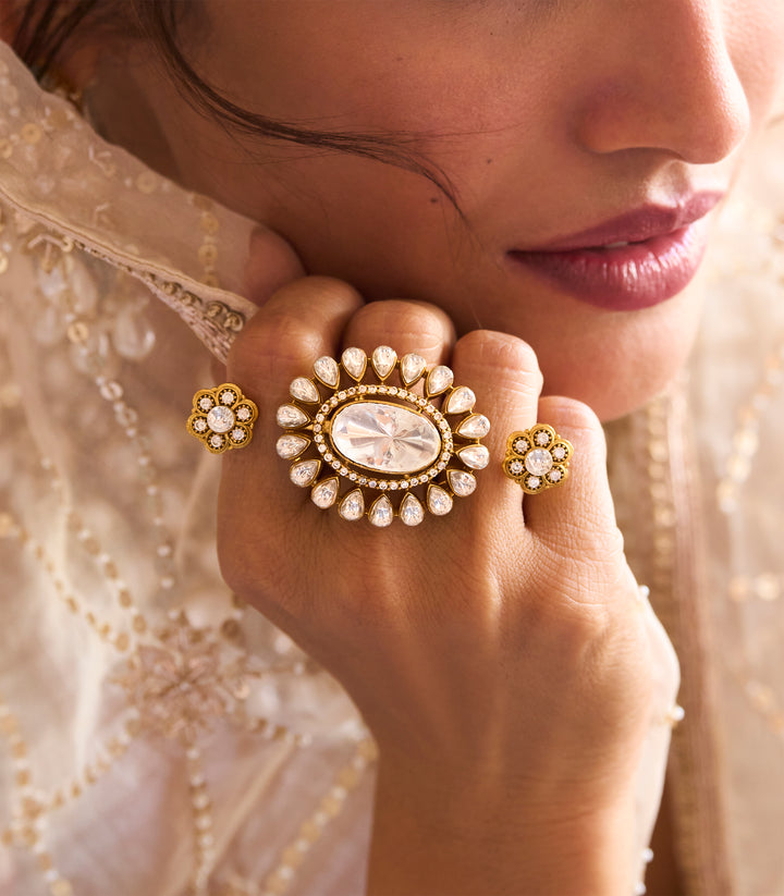 FIZA GOLD PLATED  POLKI RING