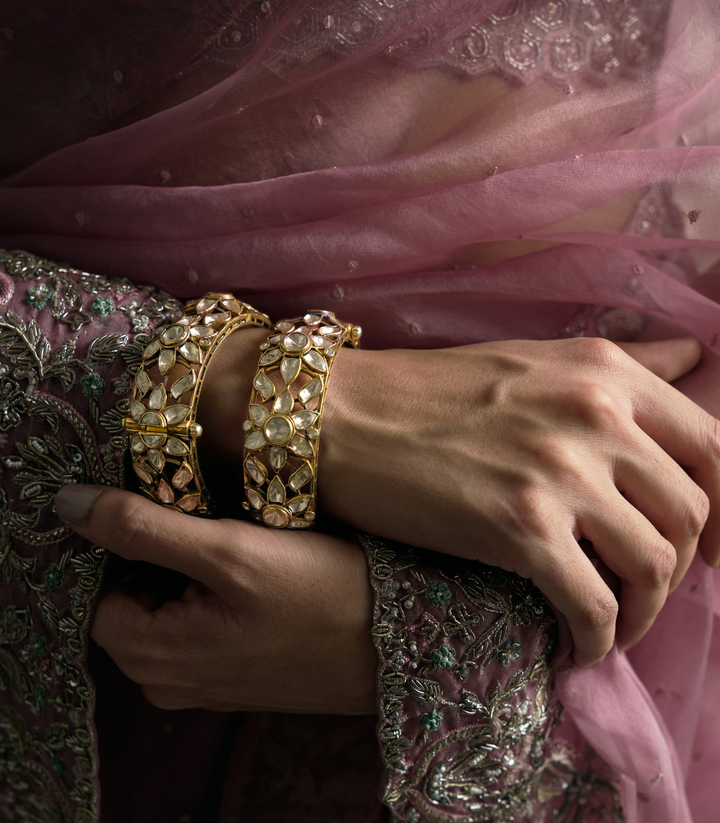 KINJAL GOLD PLATED MOISSANITE BANGLES