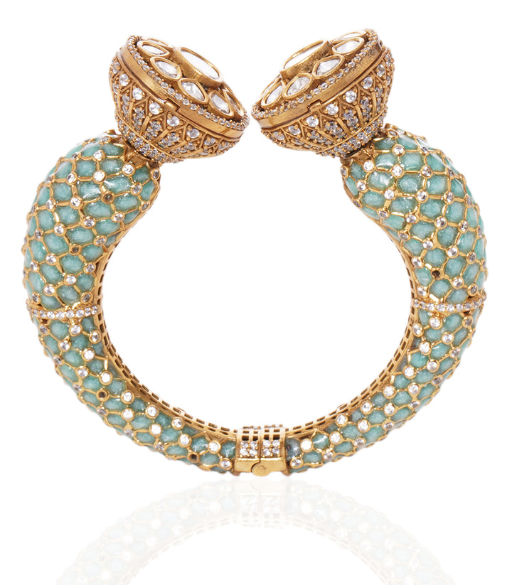 MIHIKA MINT POLKI BANGLES