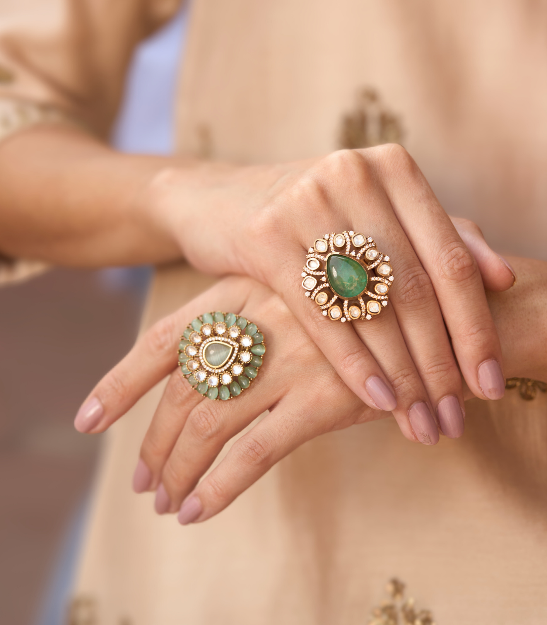 HEMAKANTI MINT POLKI RING